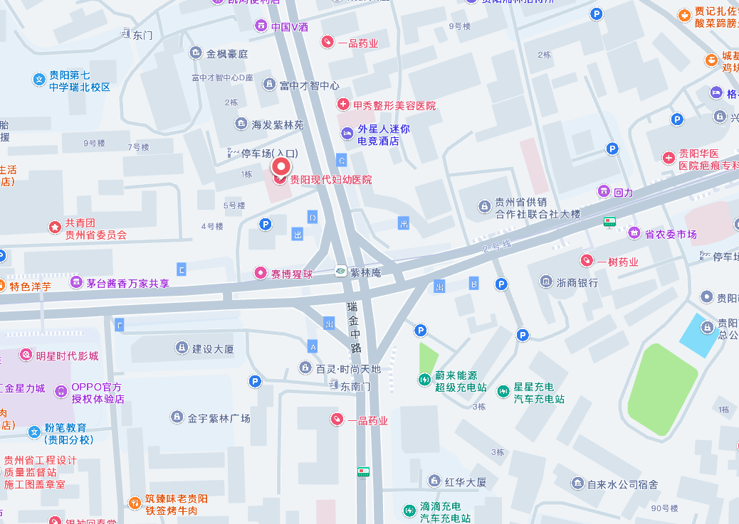 贵阳新现代医院瑞金北路1号周边交通示意图
